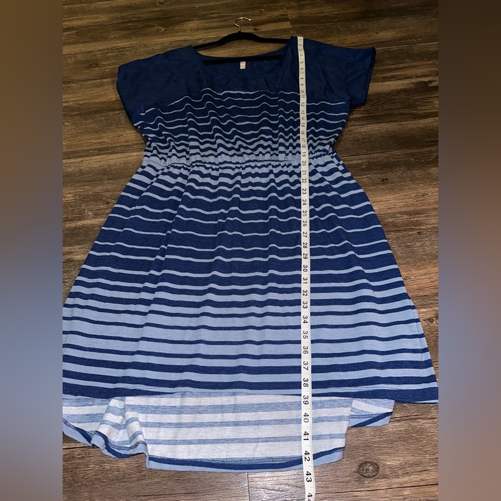 Xhilaration Blue Striped Short Sleeve High Low Casual Dress size 1 - Picture 5 of 9